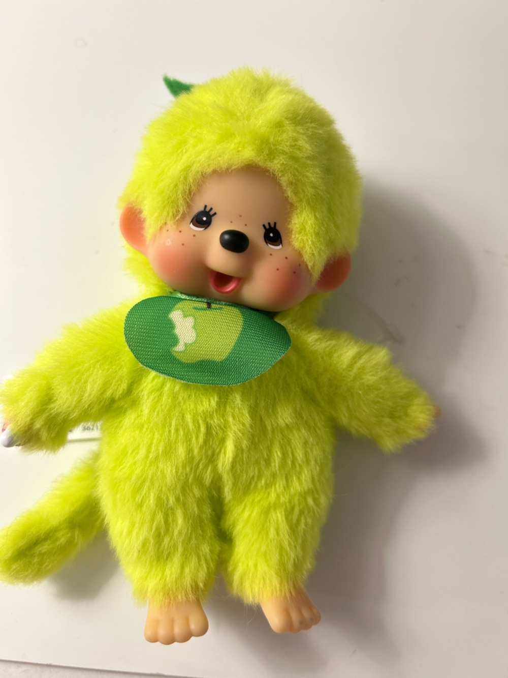 Monchhichi neon Doll with Green Bib